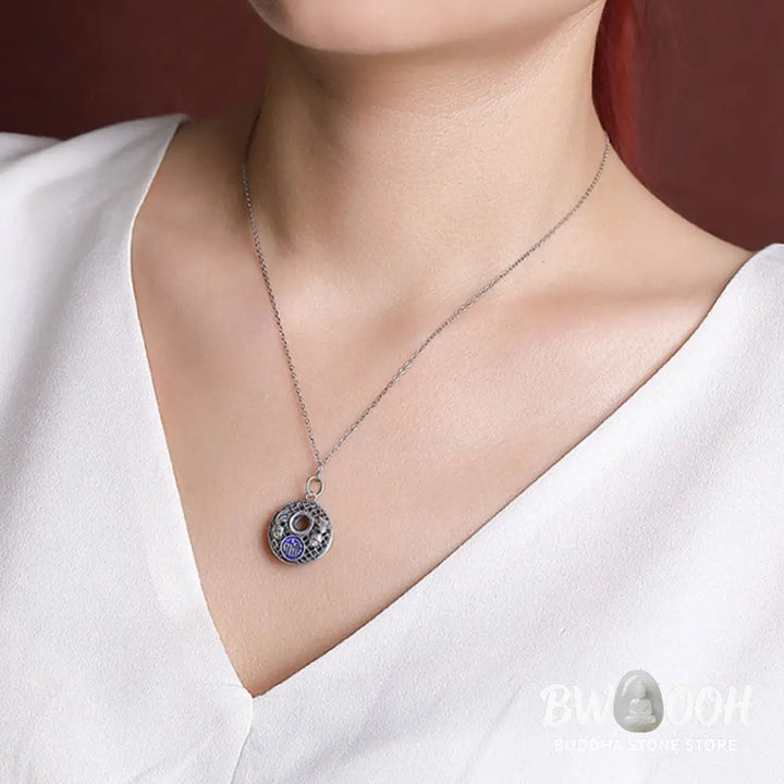 Buddha Stones 999 Sterling Silver Koi Fish Fu Character Lotus Peace Buckle Wealth Necklace Pendant - BWOOOH - Necklaces