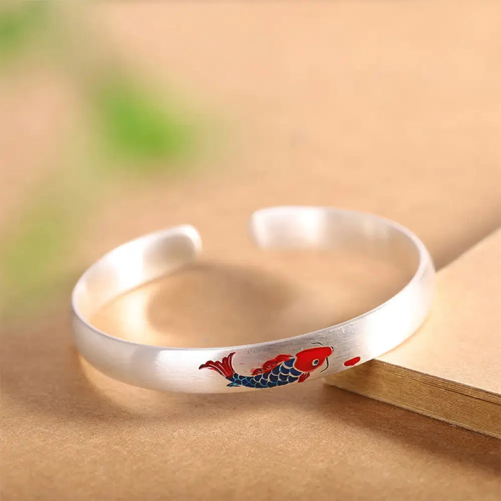 BWOOOH 999 Sterling Silver Koi Fish Luck Cuff Bracelet Bangle - BWOOOH - Koi Fish(Luck♥Prosperity) - Bracelet