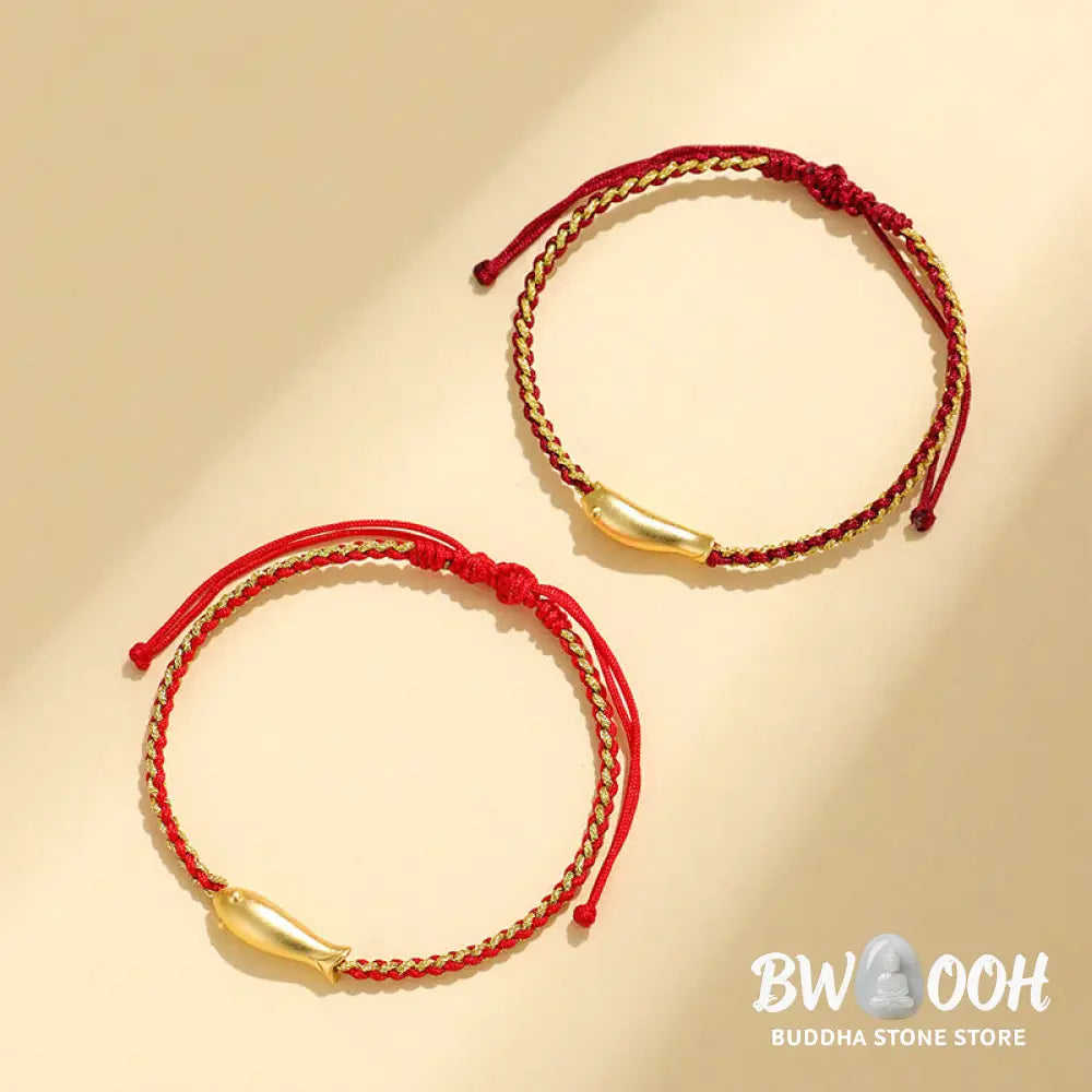 Buddha Stones 999 Sterling Silver Lucky Koi Fish Protection Rope Bracelet - Bracelet