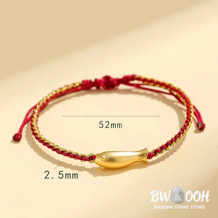 Buddha Stones 999 Sterling Silver Lucky Koi Fish Protection Rope Bracelet - Bracelet