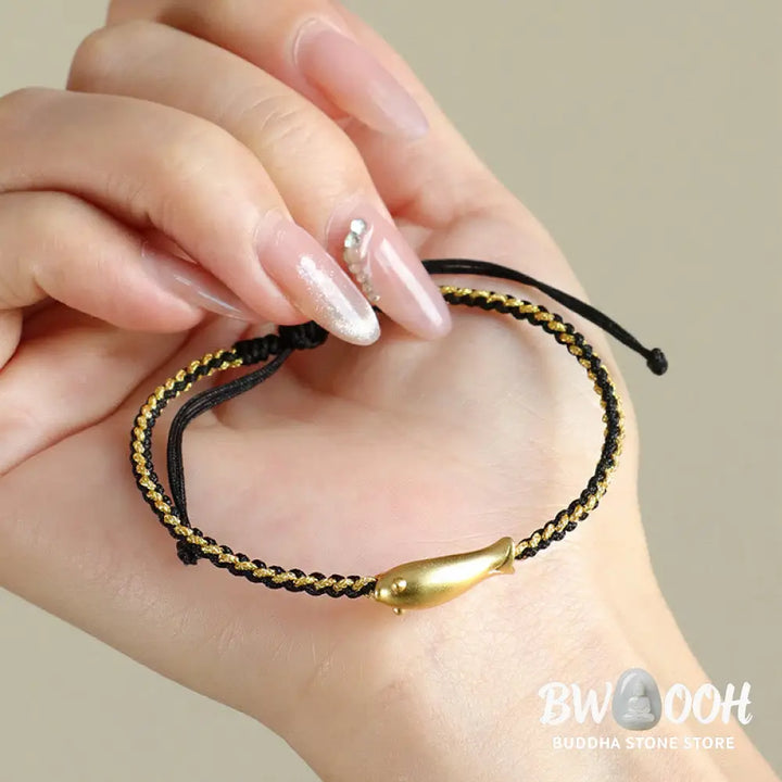 Buddha Stones 999 Sterling Silver Lucky Koi Fish Protection Rope Bracelet - Bracelet