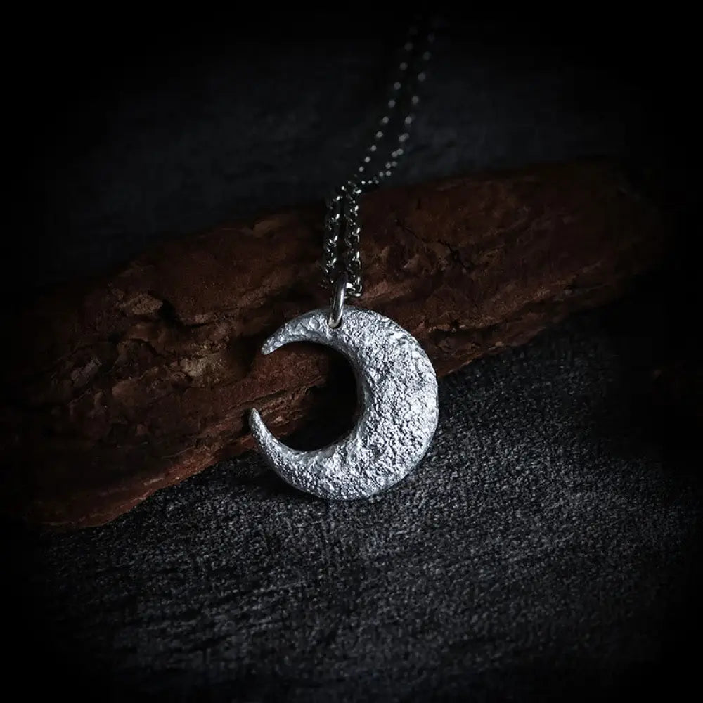 Buddha Stones 999 Sterling Silver Moon Balance Necklace Pendant - BWOOOH - 999 Sterling Silver &amp; Silver Chain