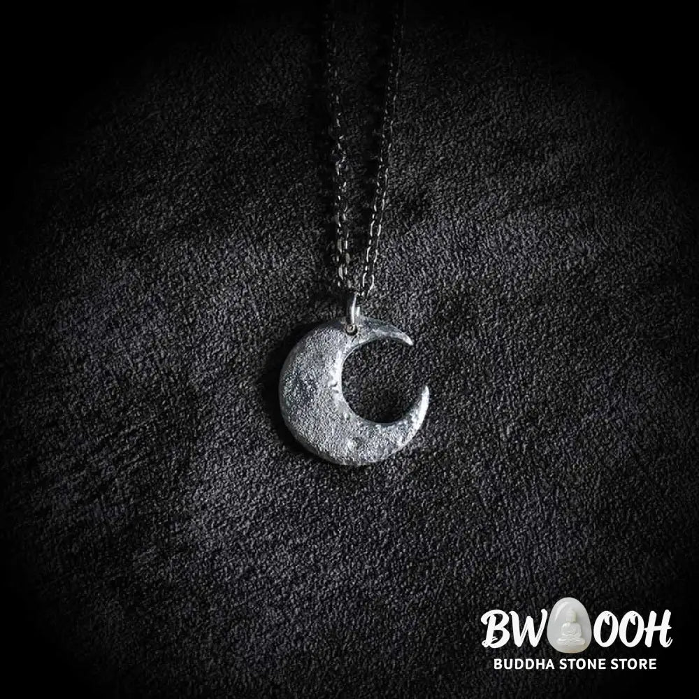 Buddha Stones 999 Sterling Silver Moon Balance Necklace Pendant - BWOOOH - Necklaces &amp; Pendants