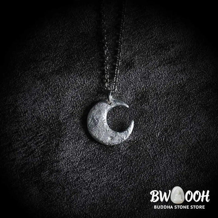 Buddha Stones 999 Sterling Silver Moon Balance Necklace Pendant - BWOOOH - Necklaces &amp; Pendants
