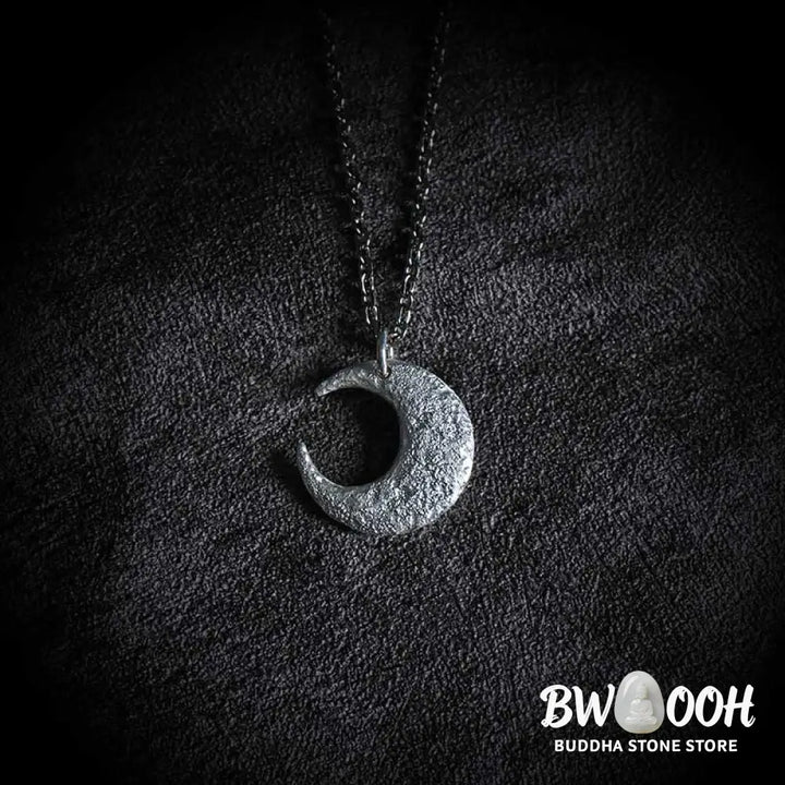 Buddha Stones 999 Sterling Silver Moon Balance Necklace Pendant - BWOOOH - Necklaces &amp; Pendants