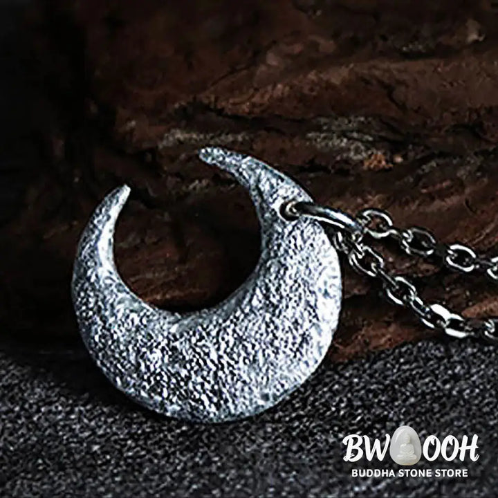Buddha Stones 999 Sterling Silver Moon Balance Necklace Pendant - BWOOOH - Necklaces &amp; Pendants