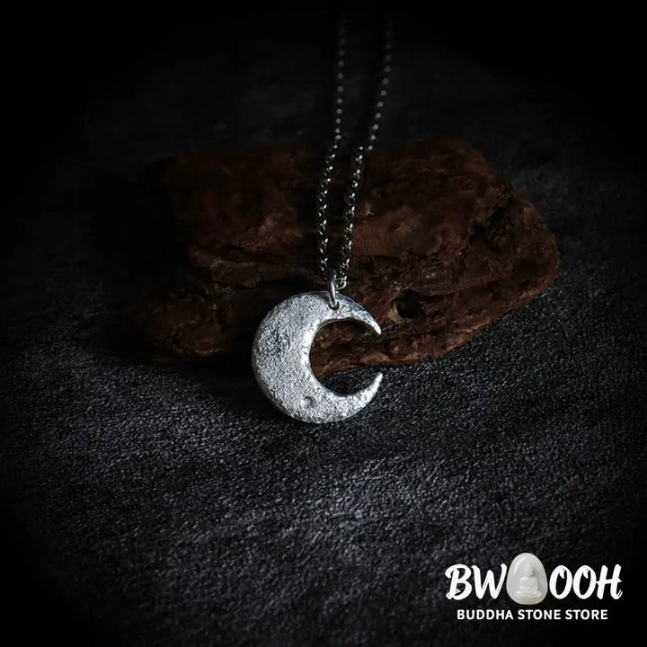 Buddha Stones 999 Sterling Silver Moon Balance Necklace Pendant - BWOOOH - Necklaces &amp; Pendants