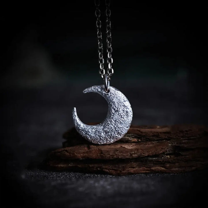 Buddha Stones 999 Sterling Silver Moon Balance Necklace Pendant - BWOOOH - 999 Sterling Silver &amp; Titanium Steel Chain