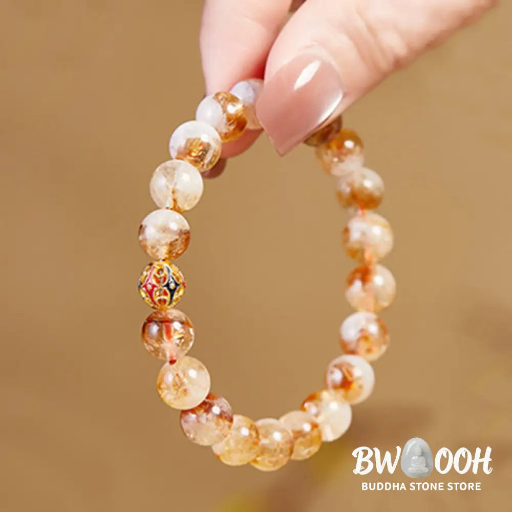 Buddha Stones 999 Sterling Silver Natural Citrine Flower Balls Beads Protection Bracelet - Citrine(Wrist