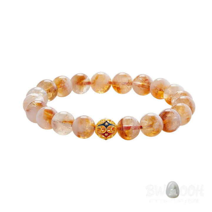Buddha Stones 999 Sterling Silver Natural Citrine Flower Balls Beads Protection Bracelet - Citrine(Wrist
