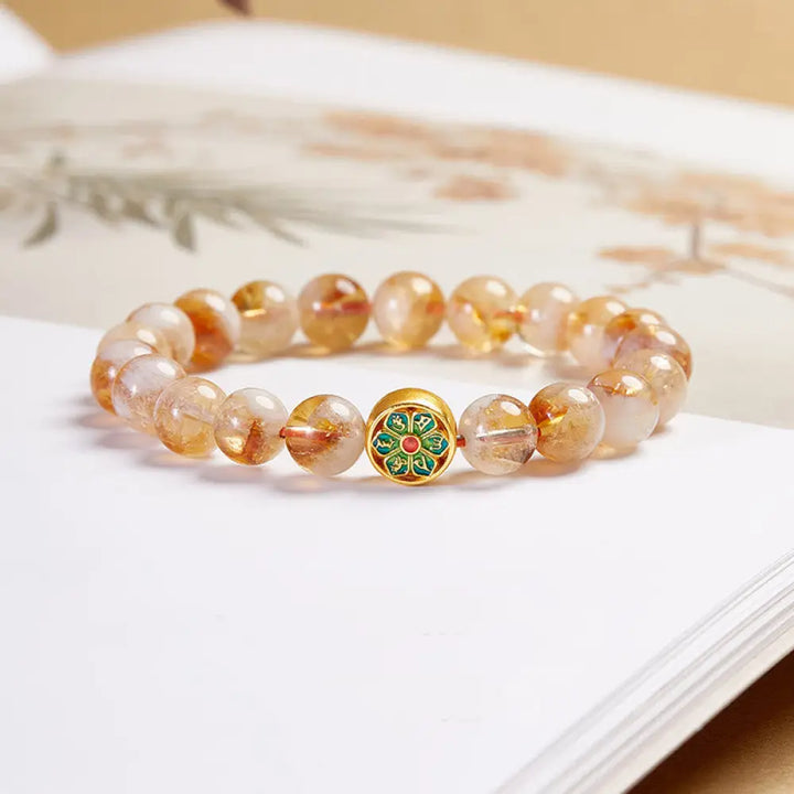 BWOOOH 999 Sterling Silver Om Mani Padme Hum Citrine Protection Bracelet — Sterling Silver crystal healing bracelet for sp...