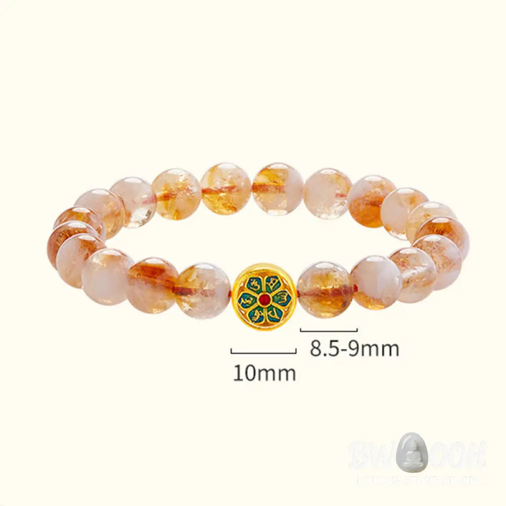 Buddha Stones 999 Sterling Silver Om Mani Padme Hum Citrine Protection Bracelet - BWOOOH - Citrine(Wrist Circumference: