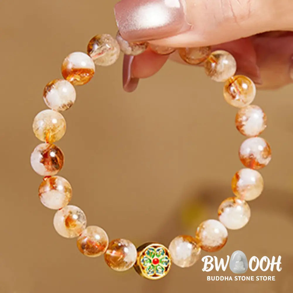 Buddha Stones 999 Sterling Silver Om Mani Padme Hum Citrine Protection Bracelet - BWOOOH - Citrine(Wrist Circumference: