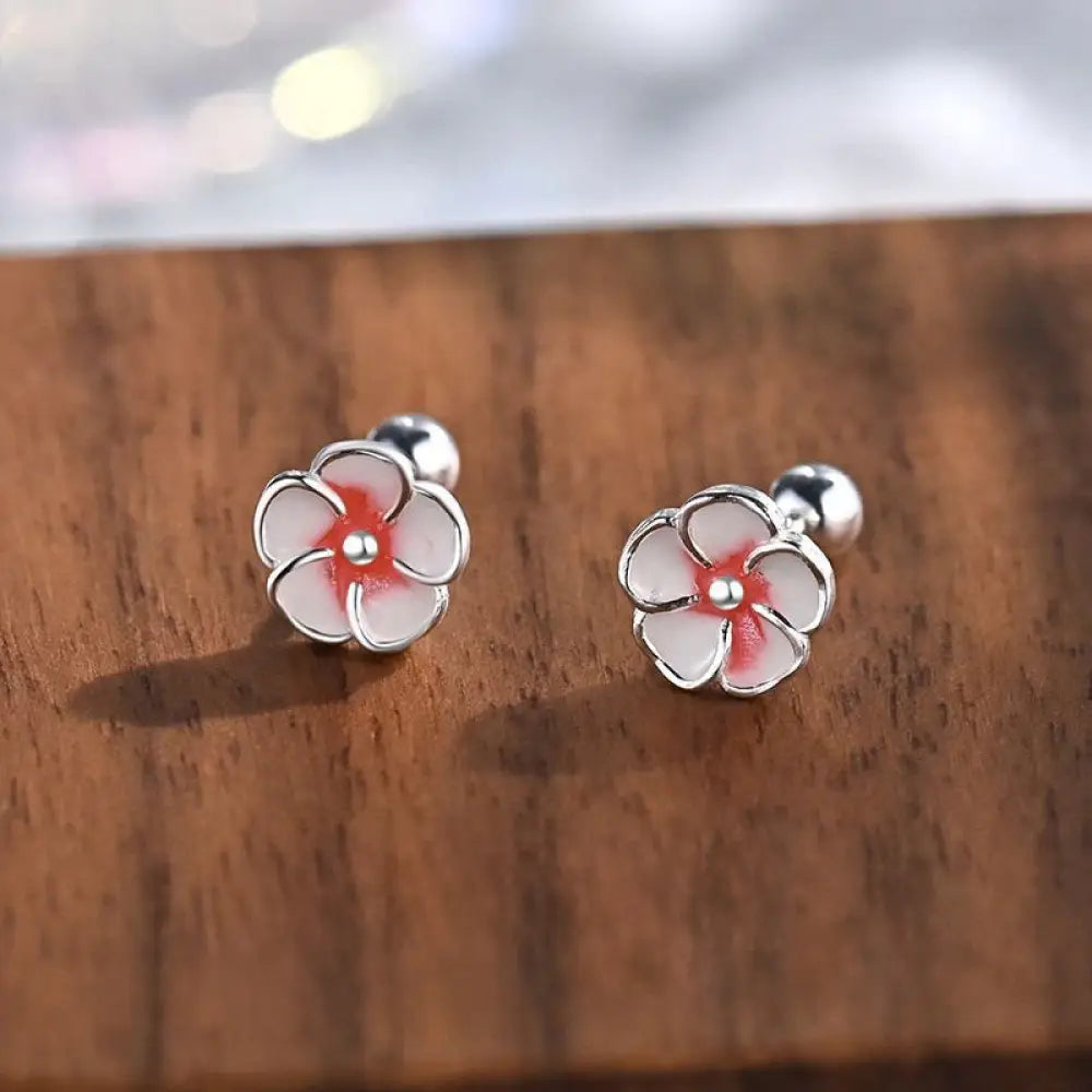 BWOOOH 999 Sterling Silver Peach Blossom Blessing Earrings — Sterling Silver crystal healing bracelet for spiritual healin...