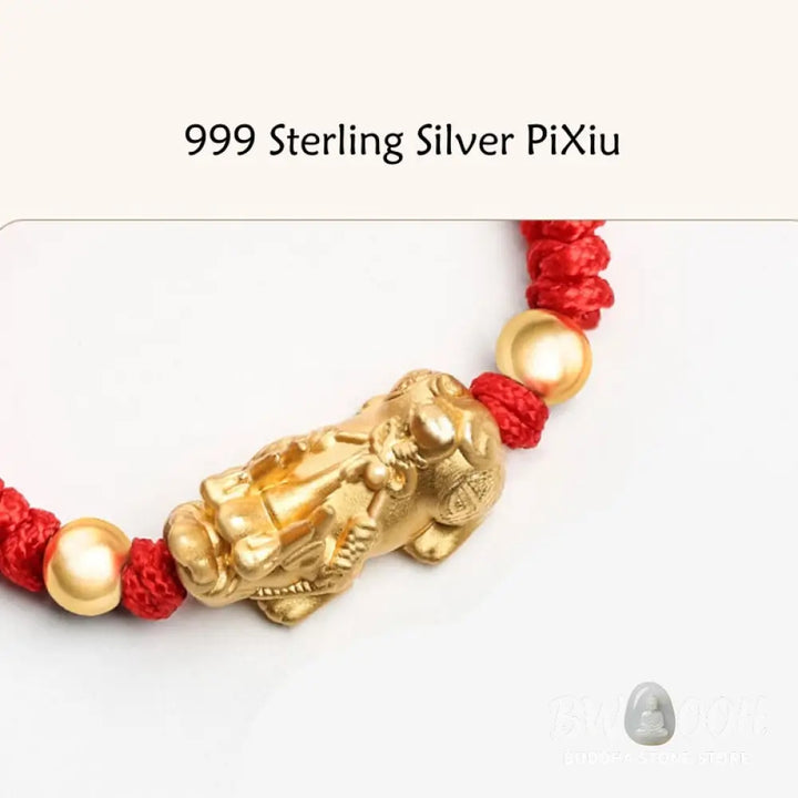 BWOOOH 999 Sterling Silver PiXiu Wealth King Kong Knot String Braided Kids Child Bracel | spiritual healing bracelet
