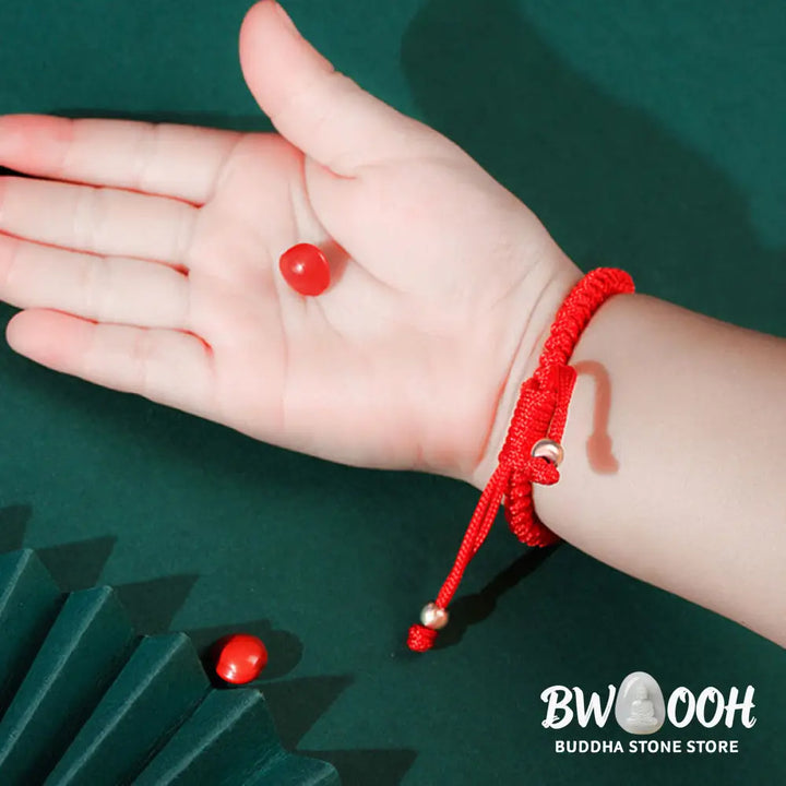 BWOOOH 999 Sterling Silver PiXiu Wealth King Kong Knot String Braided Kids Child Bracel | spiritual healing bracelet