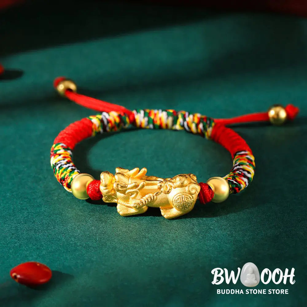 BWOOOH 999 Sterling Silver PiXiu Wealth King Kong Knot String Braided Kids Child Bracel | spiritual healing bracelet