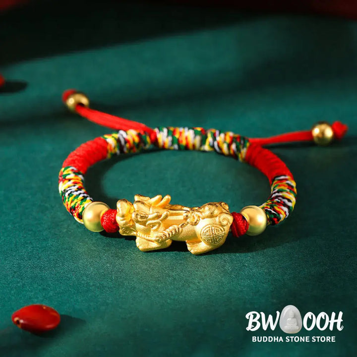 BWOOOH 999 Sterling Silver PiXiu Wealth King Kong Knot String Braided Kids Child Bracel | spiritual healing bracelet