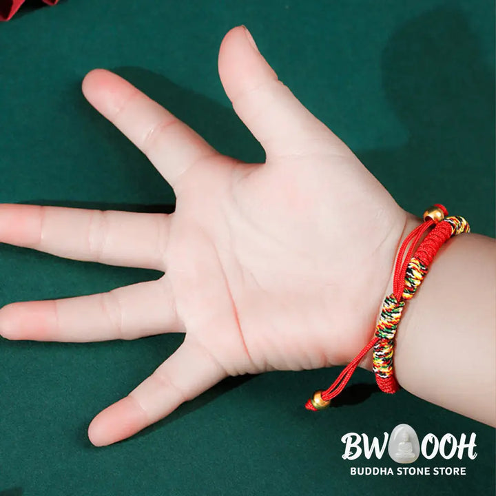 BWOOOH 999 Sterling Silver PiXiu Wealth King Kong Knot String Braided Kids Child Bracel | spiritual healing bracelet