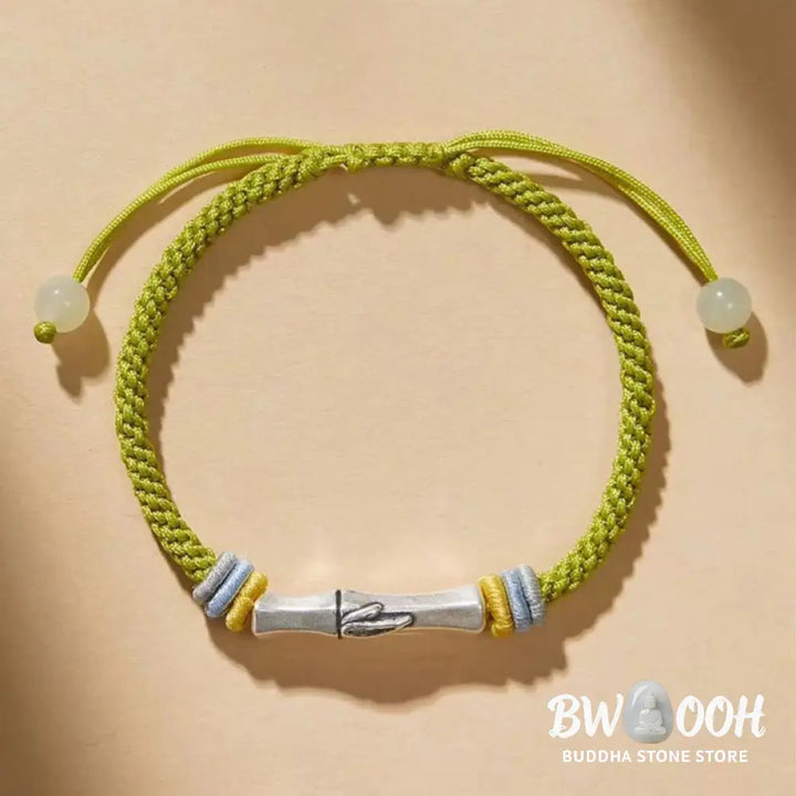 Buddha Stones 999 Sterling Silver Red String Bamboo Enlightenment Bracelet - BWOOOH - Bracelet