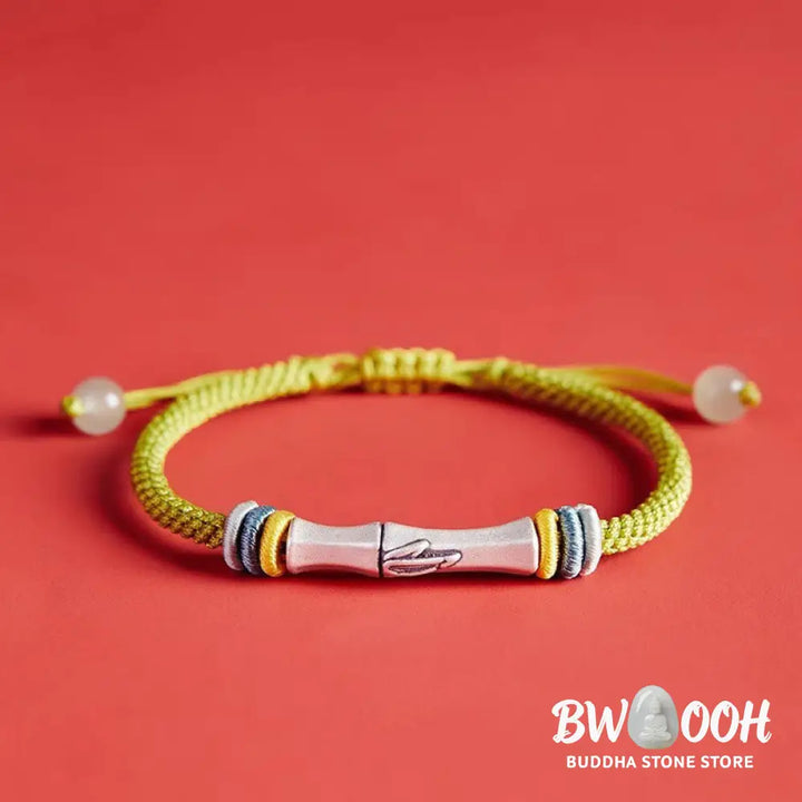 Buddha Stones 999 Sterling Silver Red String Bamboo Enlightenment Bracelet - BWOOOH - Bracelet