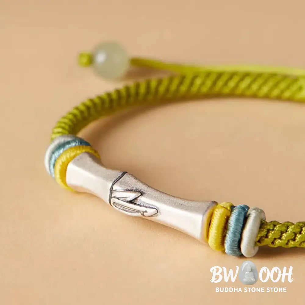 Buddha Stones 999 Sterling Silver Red String Bamboo Enlightenment Bracelet - BWOOOH - Bracelet