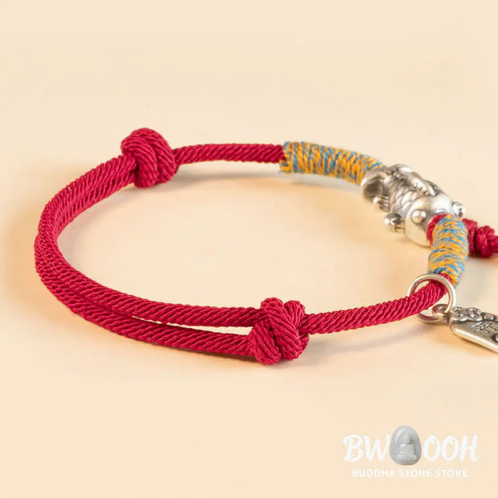 Buddha Stones 999 Sterling Silver Red String Lucky Koi Fish Protection Bracelet - BWOOOH - Bracelet
