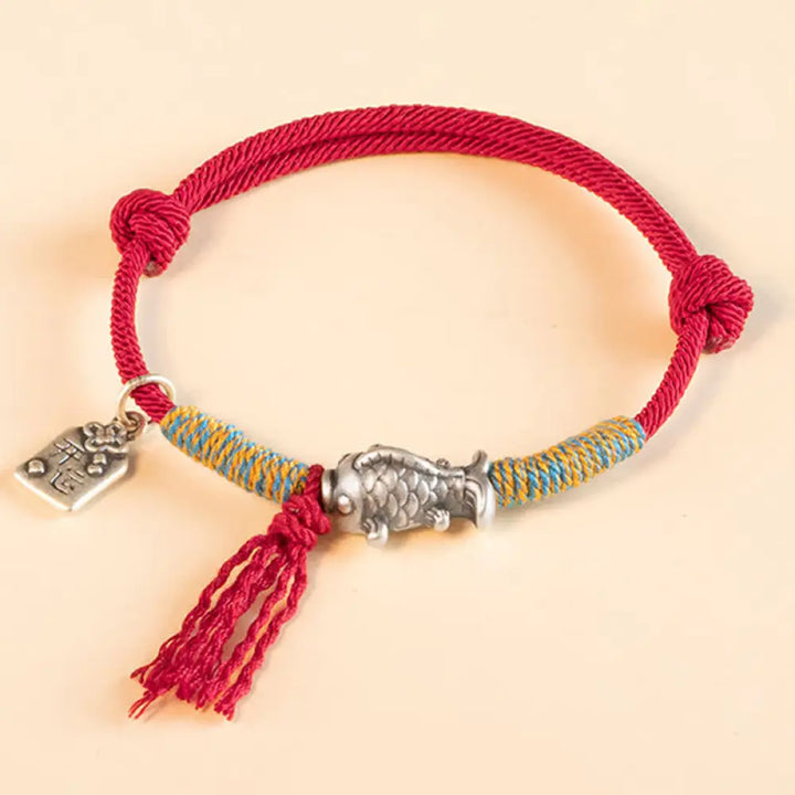 BWOOOH 999 Sterling Silver Red String Lucky Koi Fish Protection Bracelet - BWOOOH - Red(Wrist Circumference