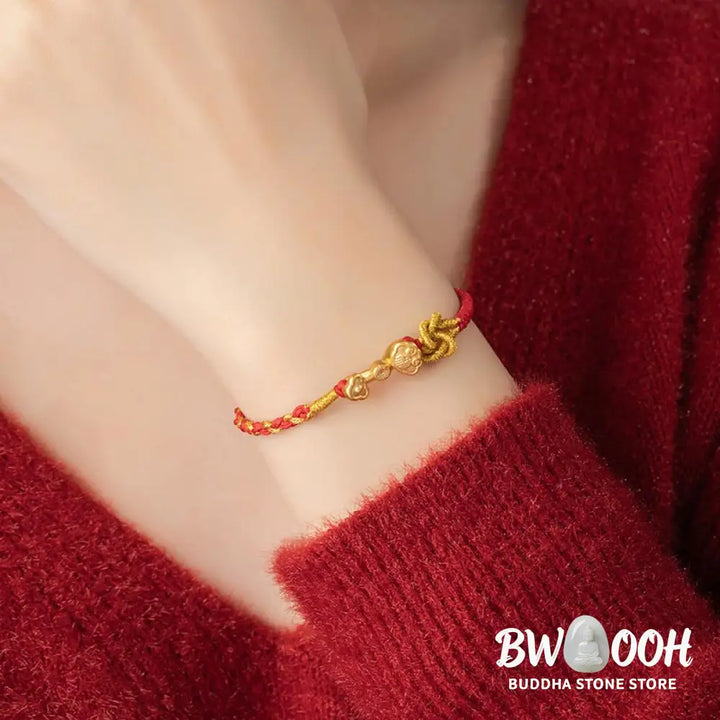 Buddha Stones 999 Sterling Silver Ruyi Handle Fu Character Fortune Luck Rope Bracelet - BWOOOH - 14-22cm - Bracelet