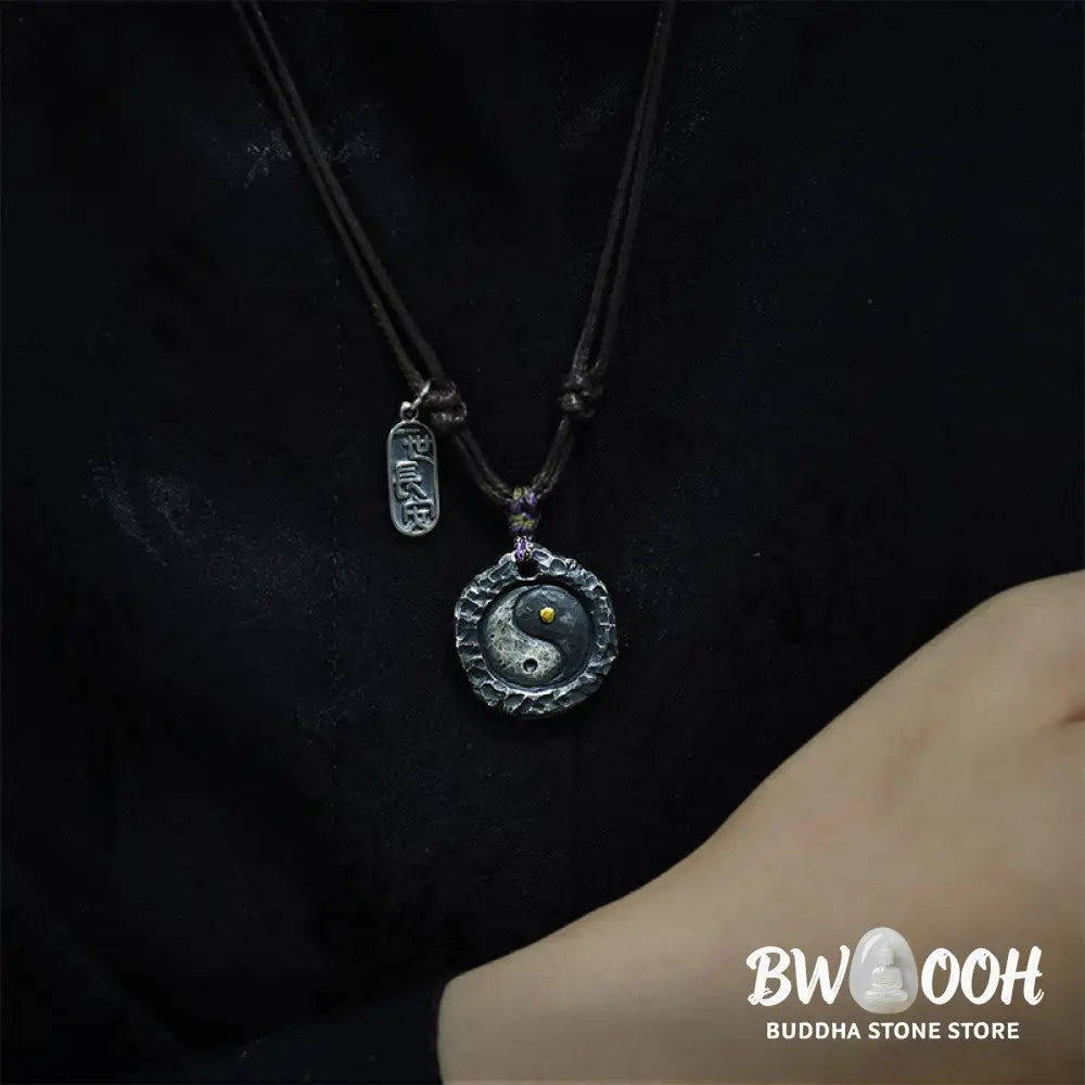 Buddha Stones 999 Sterling Silver Tai Chi Yin Yang Design Harmony Necklace Pendant - BWOOOH - Necklaces &amp; Pendants
