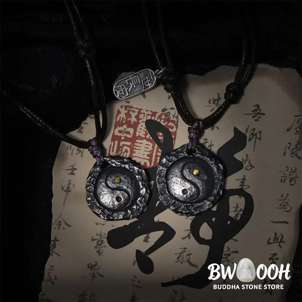 Buddha Stones 999 Sterling Silver Tai Chi Yin Yang Design Harmony Necklace Pendant - BWOOOH - Necklaces &amp; Pendants