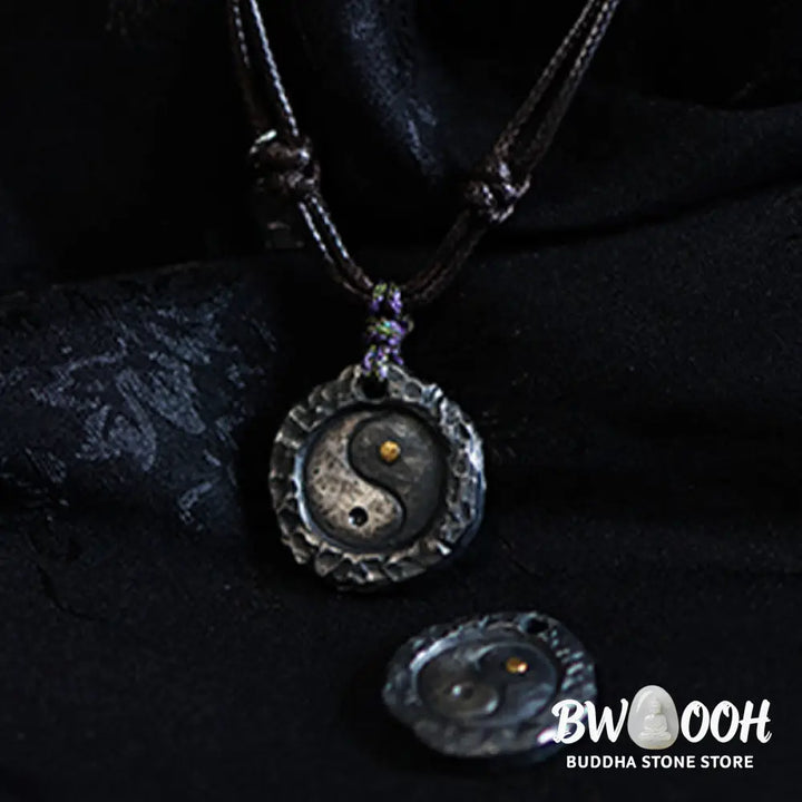 Buddha Stones 999 Sterling Silver Tai Chi Yin Yang Design Harmony Necklace Pendant - BWOOOH - Necklaces &amp; Pendants