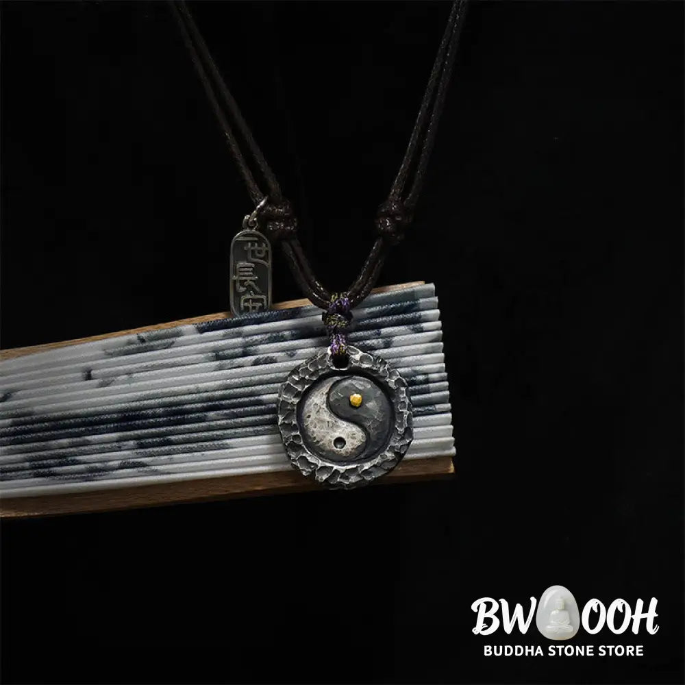 Buddha Stones 999 Sterling Silver Tai Chi Yin Yang Design Harmony Necklace Pendant - BWOOOH - Necklaces &amp; Pendants