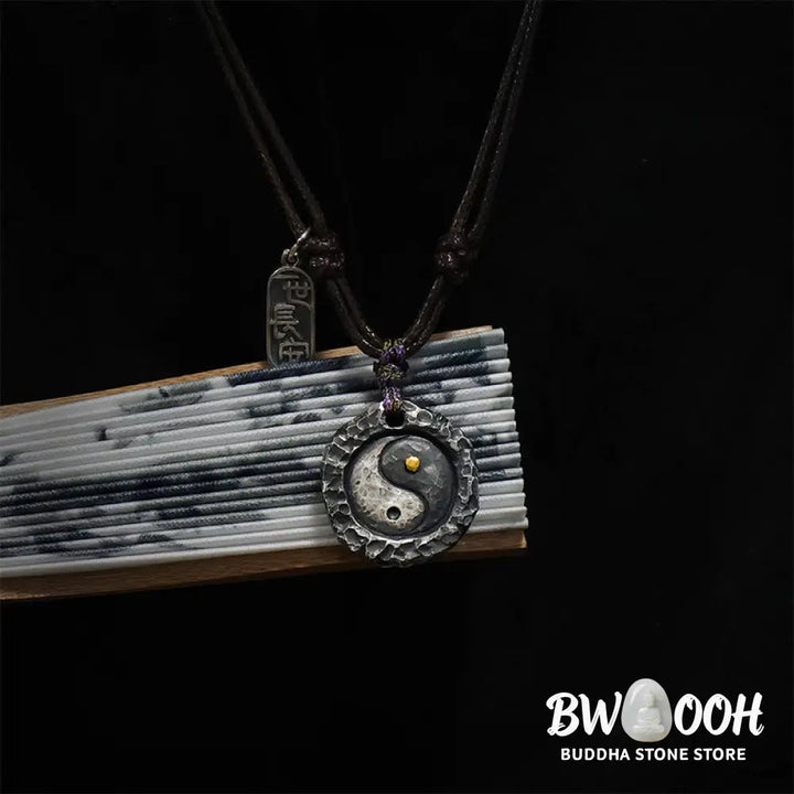 Buddha Stones 999 Sterling Silver Tai Chi Yin Yang Design Harmony Necklace Pendant - BWOOOH - Necklaces &amp; Pendants
