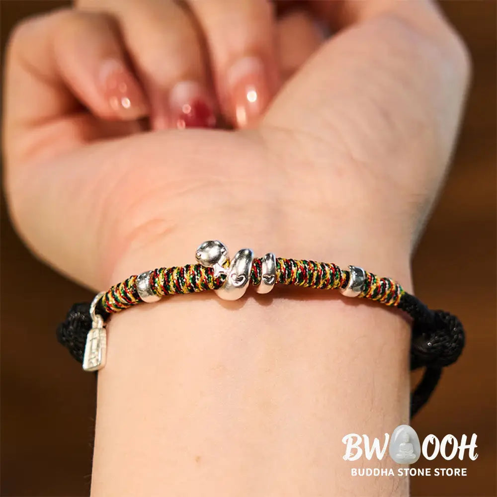 Buddha Stones 999 Sterling Silver Year Of Snake Red String Happiness Protection Braided Bracelet - BWOOOH - Bracelet