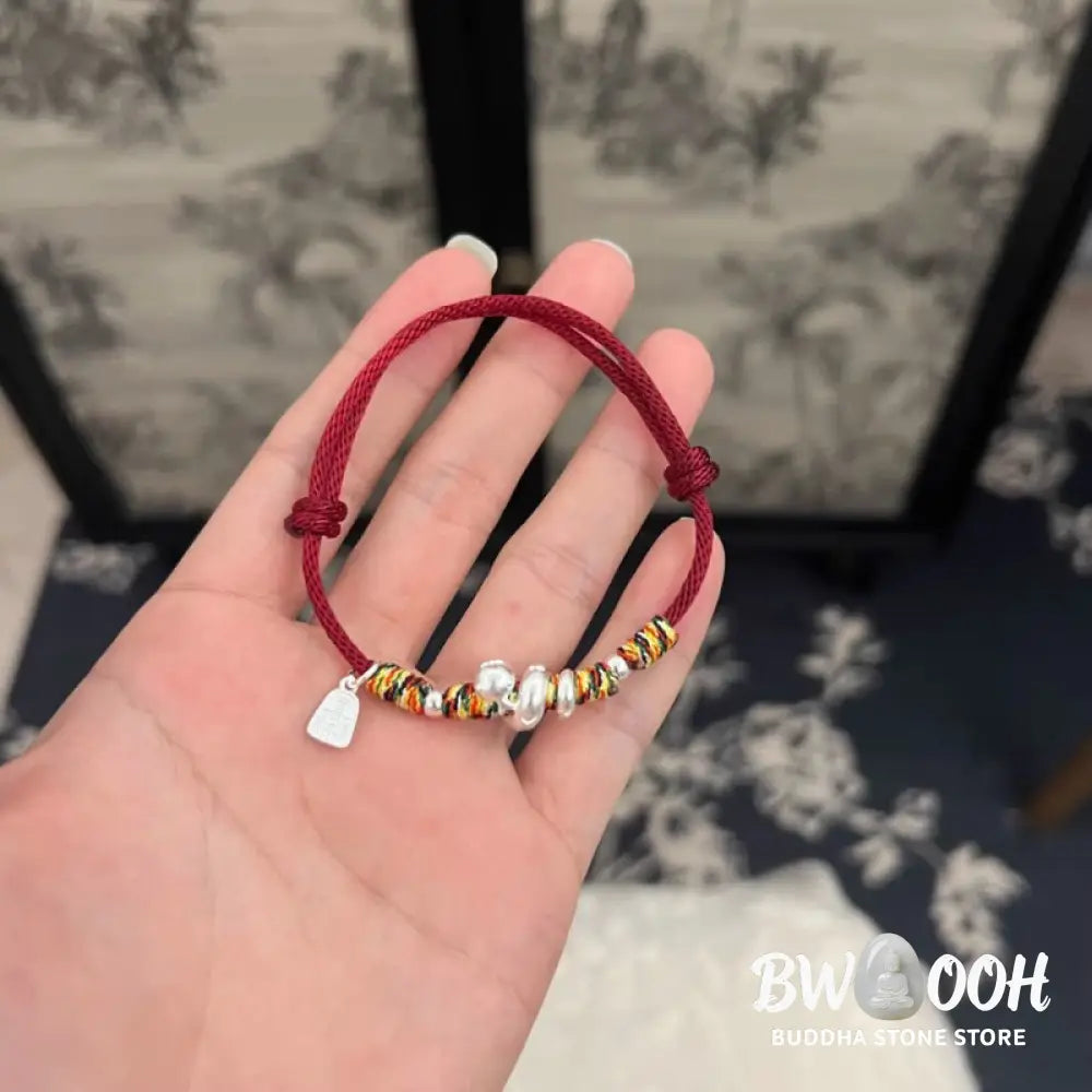 Buddha Stones 999 Sterling Silver Year Of Snake Red String Happiness Protection Braided Bracelet - BWOOOH - Bracelet