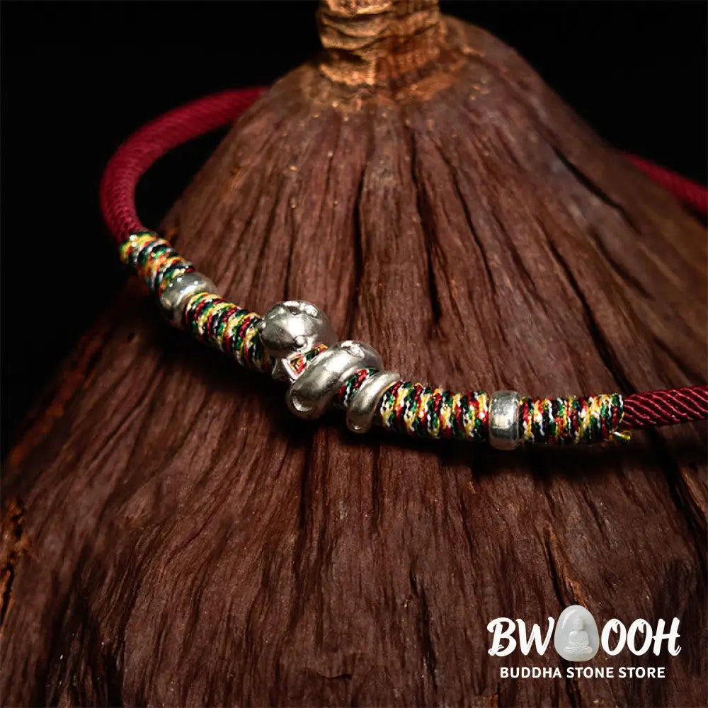 Buddha Stones 999 Sterling Silver Year Of Snake Red String Happiness Protection Braided Bracelet - BWOOOH - Bracelet