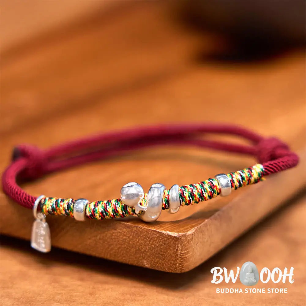 Buddha Stones 999 Sterling Silver Year Of Snake Red String Happiness Protection Braided Bracelet - BWOOOH - Bracelet