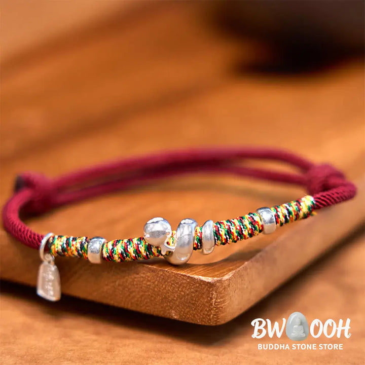 Buddha Stones 999 Sterling Silver Year Of Snake Red String Happiness Protection Braided Bracelet - BWOOOH - Bracelet