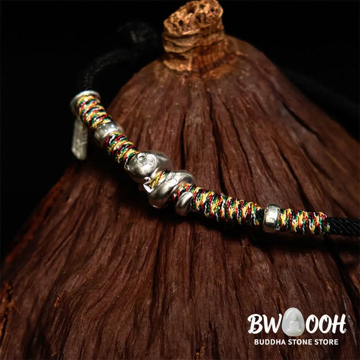 Buddha Stones 999 Sterling Silver Year Of Snake Red String Happiness Protection Braided Bracelet - BWOOOH - Bracelet