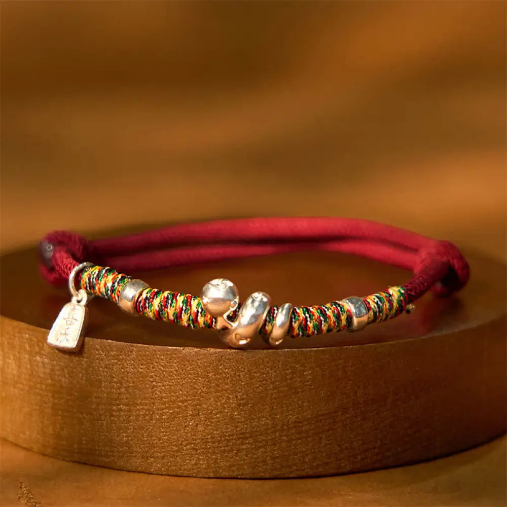 BWOOOH 999 Sterling Silver Year Of Snake Red String Happiness Protection Braided Bracelet - BWOOOH - 999