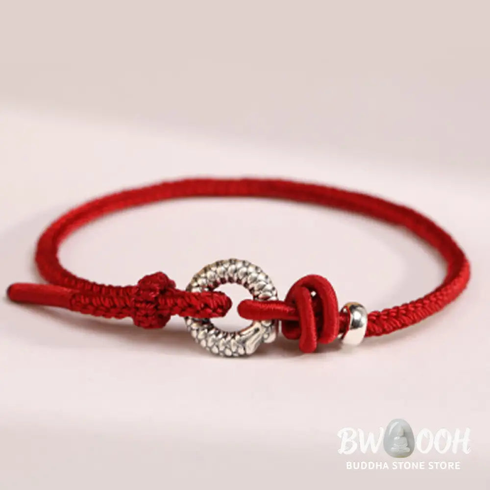 Buddha Stones 999 Sterling Silver Year Of The Dragon Peace Buckle Luck Bracelet - BWOOOH - Bracelet