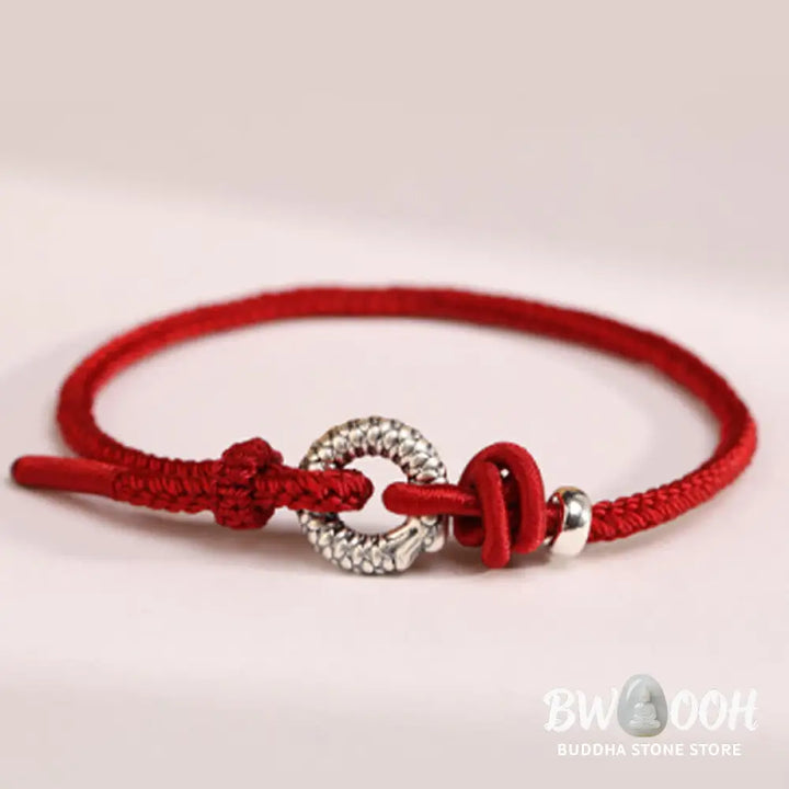 Buddha Stones 999 Sterling Silver Year Of The Dragon Peace Buckle Luck Bracelet - BWOOOH - Bracelet