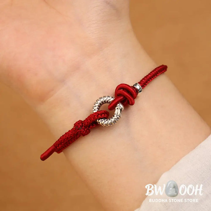 Buddha Stones 999 Sterling Silver Year Of The Dragon Peace Buckle Luck Bracelet - BWOOOH - Bracelet