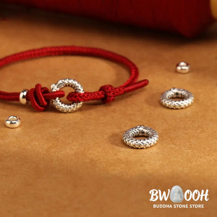 Buddha Stones 999 Sterling Silver Year Of The Dragon Peace Buckle Luck Bracelet - BWOOOH - Bracelet