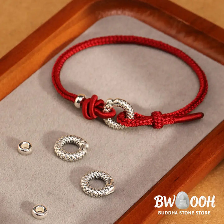 Buddha Stones 999 Sterling Silver Year Of The Dragon Peace Buckle Luck Bracelet - BWOOOH - Bracelet