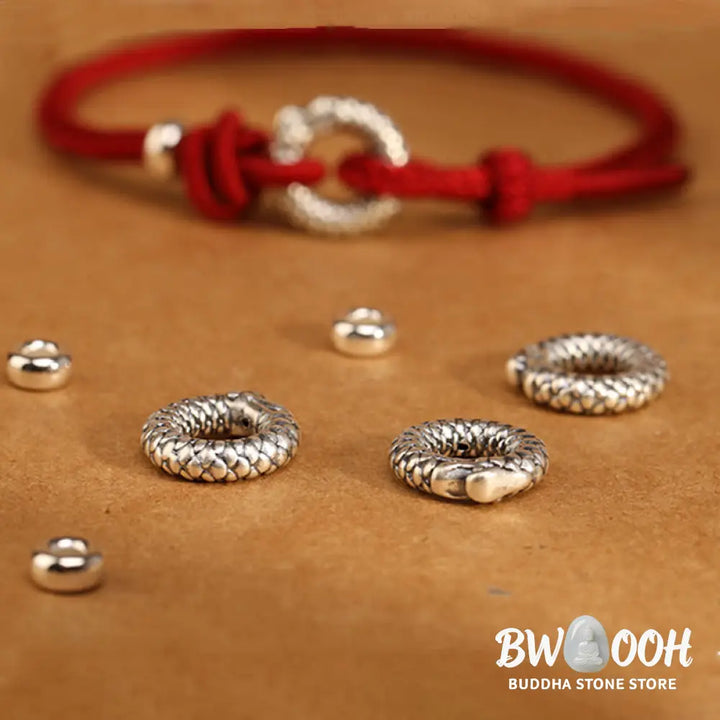 Buddha Stones 999 Sterling Silver Year Of The Dragon Peace Buckle Luck Bracelet - BWOOOH - Bracelet