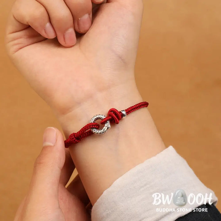 Buddha Stones 999 Sterling Silver Year Of The Dragon Peace Buckle Luck Bracelet - BWOOOH - Bracelet