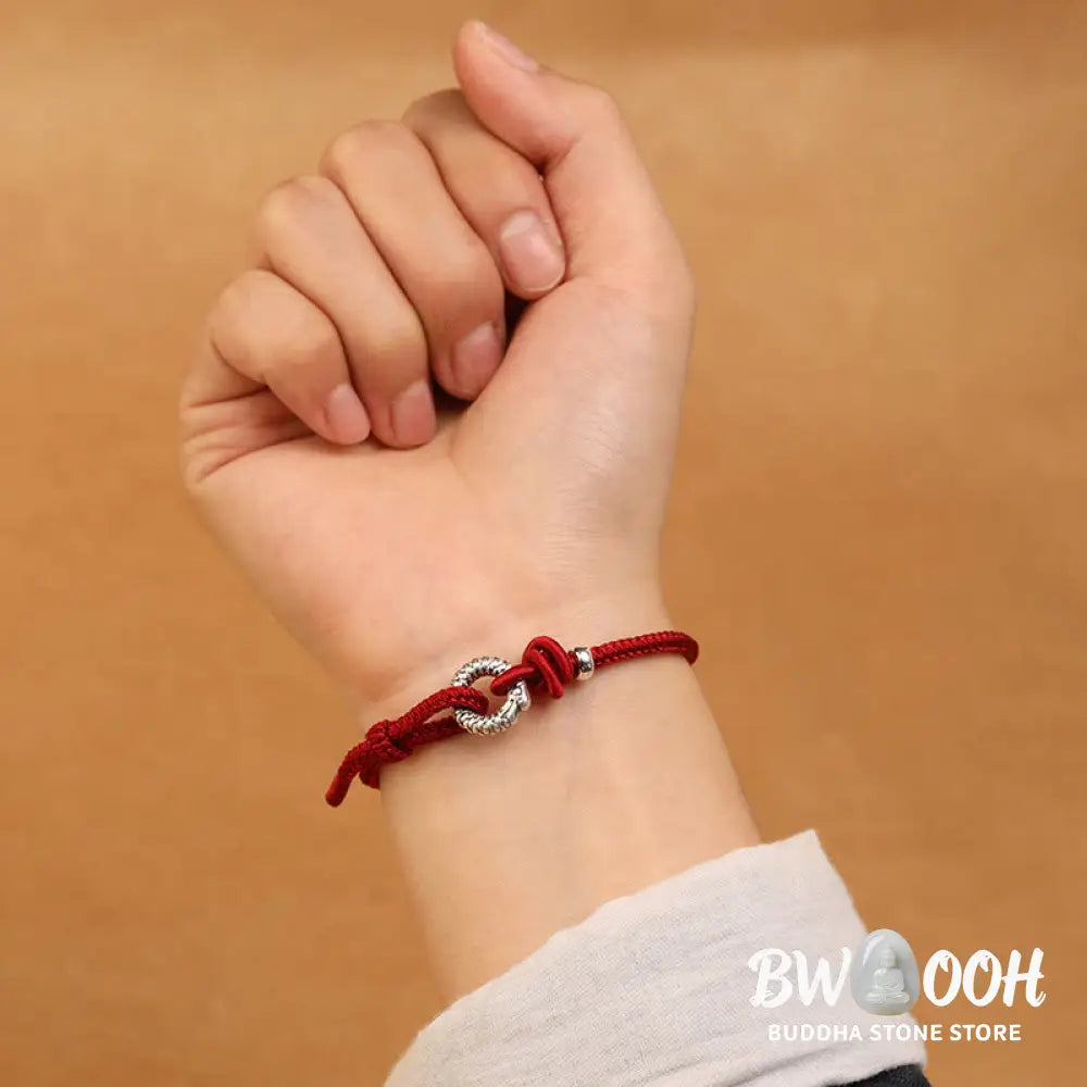 Buddha Stones 999 Sterling Silver Year Of The Dragon Peace Buckle Luck Bracelet - BWOOOH - Bracelet