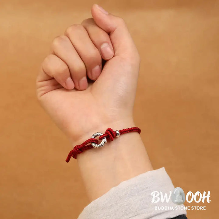 Buddha Stones 999 Sterling Silver Year Of The Dragon Peace Buckle Luck Bracelet - BWOOOH - Bracelet